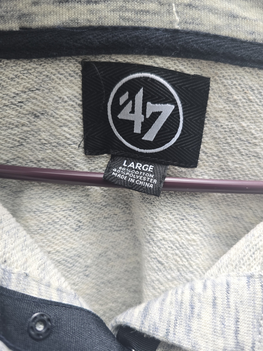 47 Brand Heather Gray Pullover with Black Logo - Picture 4 of 4